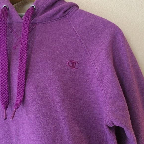 Champion Eco Hoodie Purple M Violet Authentic Sweatshirt Pullover - Picture 4 of 5